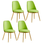 Glam Scandinavian Leather Armless Dining Chairs Metal Frame