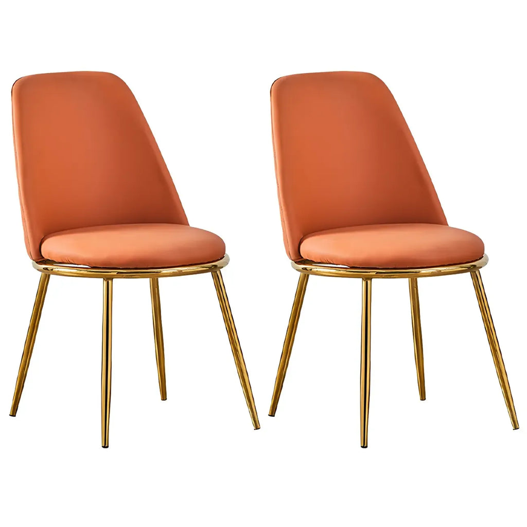Glam Scandinavian Leather Armless Dining Chairs Metal Frame