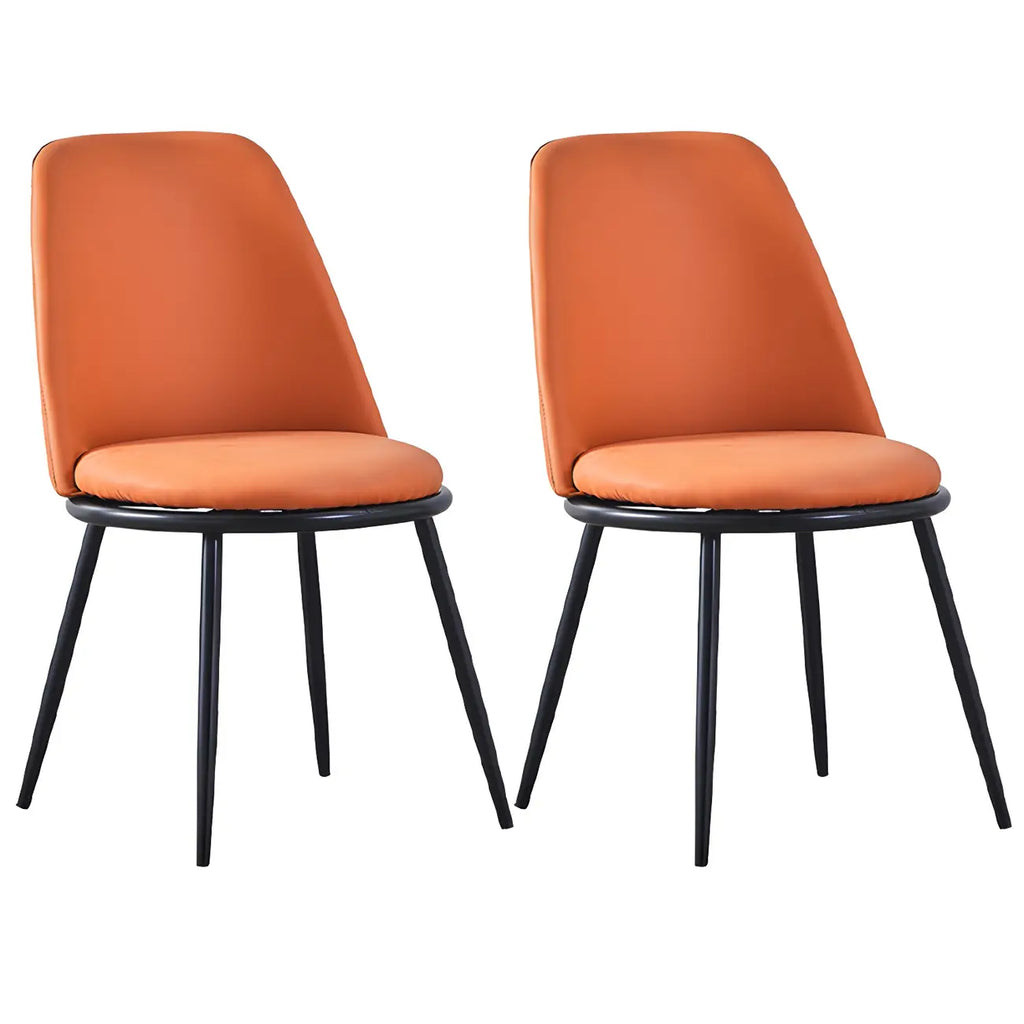 Glam Scandinavian Leather Armless Dining Chairs Metal Frame
