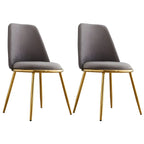 Glam Scandinavian Leather Armless Dining Chairs Metal Frame