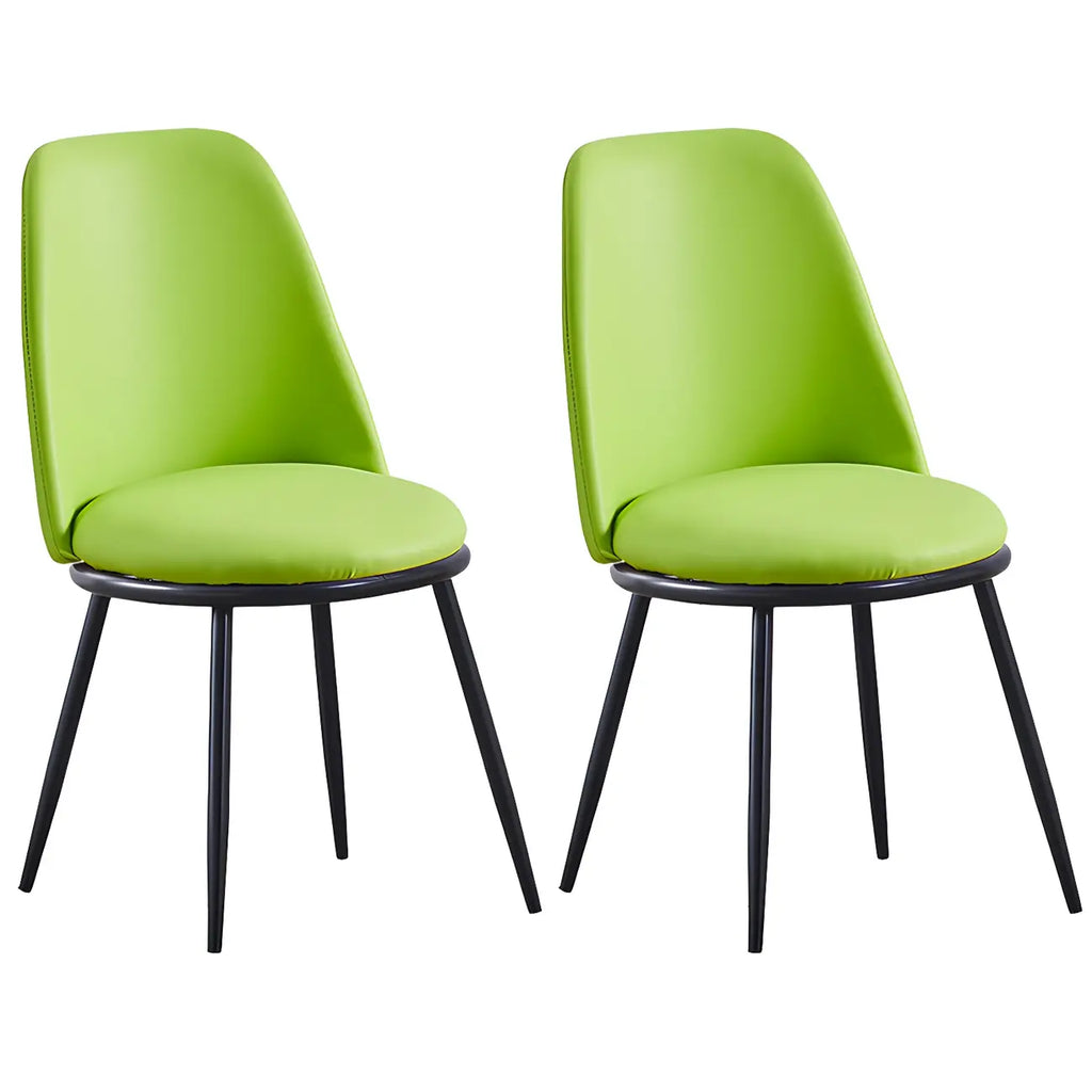 Glam Scandinavian Leather Armless Dining Chairs Metal Frame
