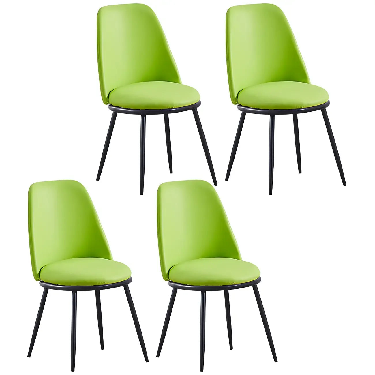 Glam Scandinavian Leather Armless Dining Chairs Metal Frame