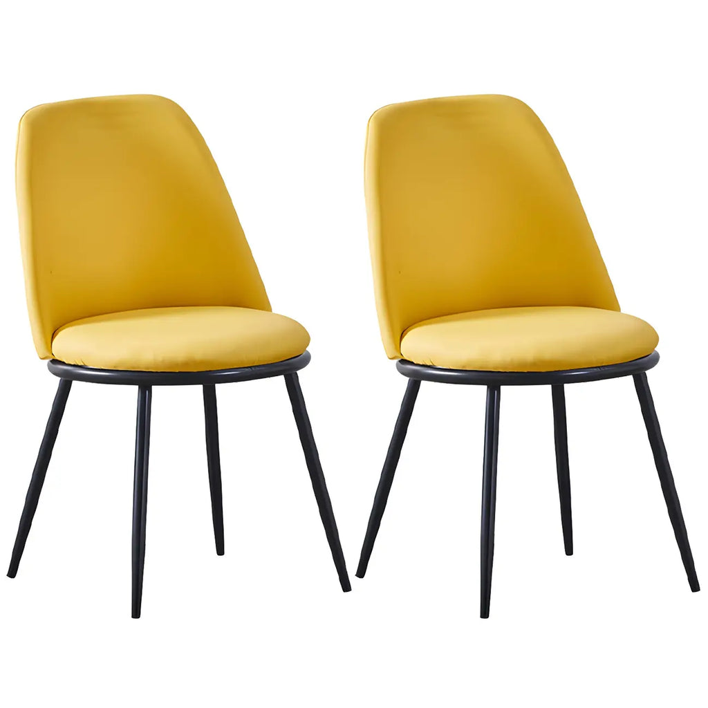 Glam Scandinavian Leather Armless Dining Chairs Metal Frame