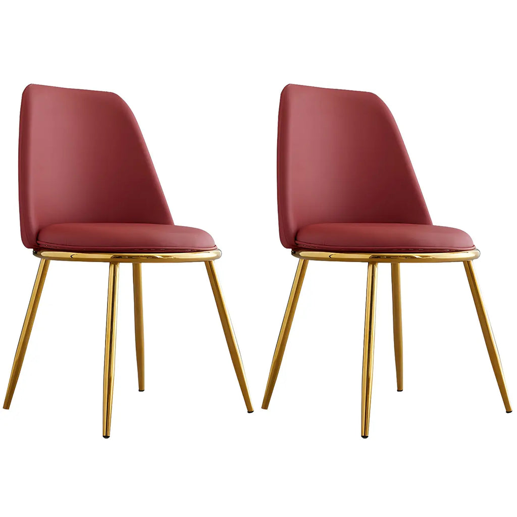 Glam Scandinavian Leather Armless Dining Chairs Metal Frame