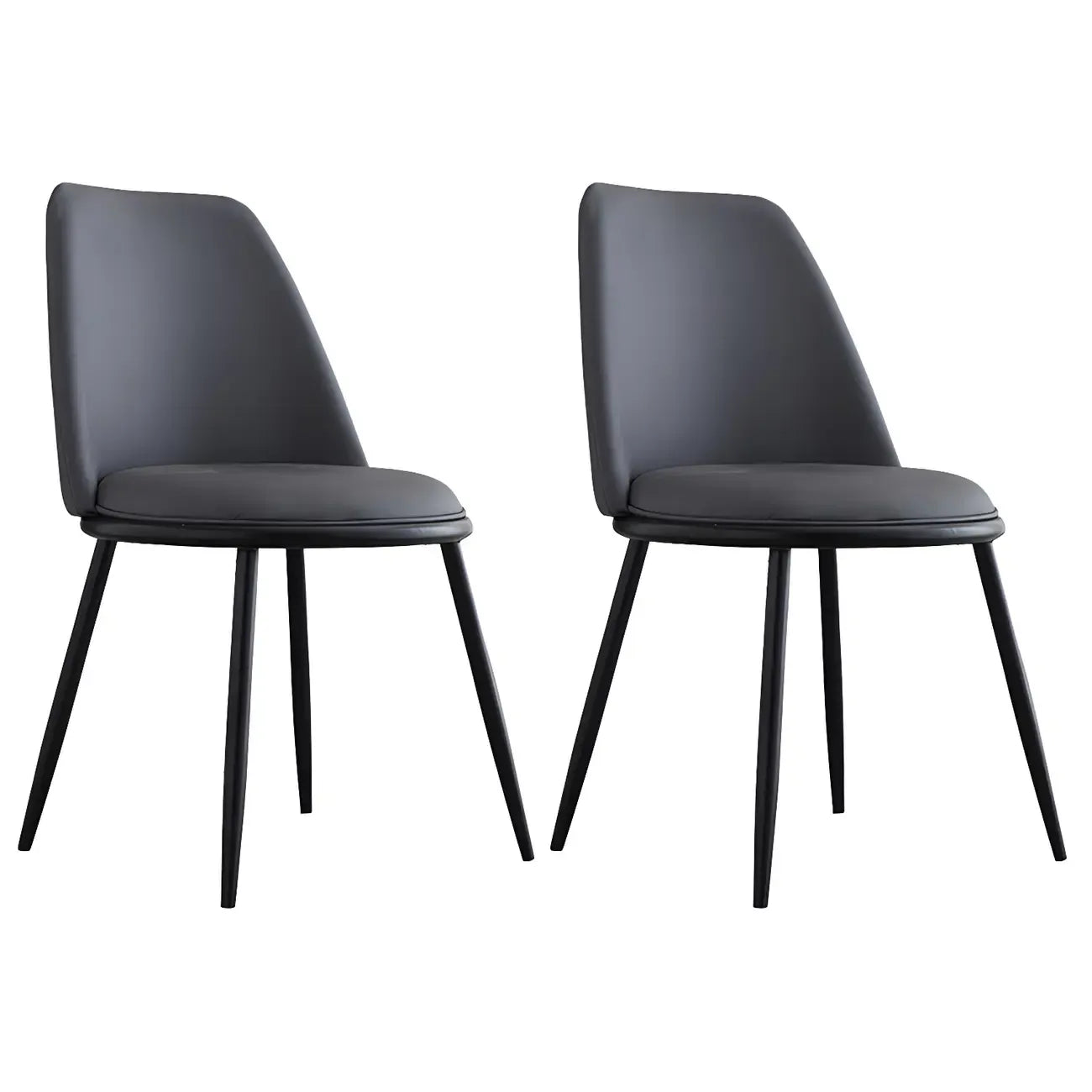 Glam Scandinavian Leather Armless Dining Chairs Metal Frame