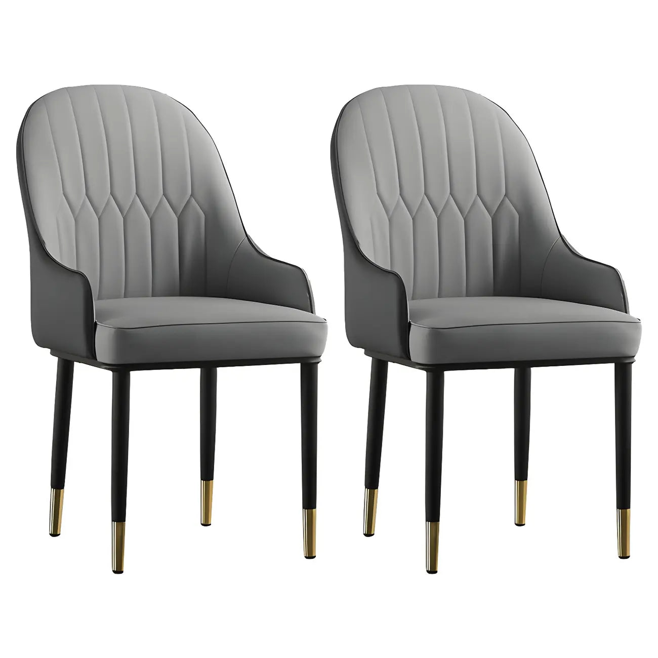 Contemporary Leather Armrest Dining Chair Curved Back