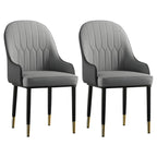 Contemporary Leather Armrest Dining Chair Curved Back