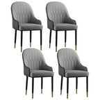 Contemporary Leather Armrest Dining Chair Curved Back