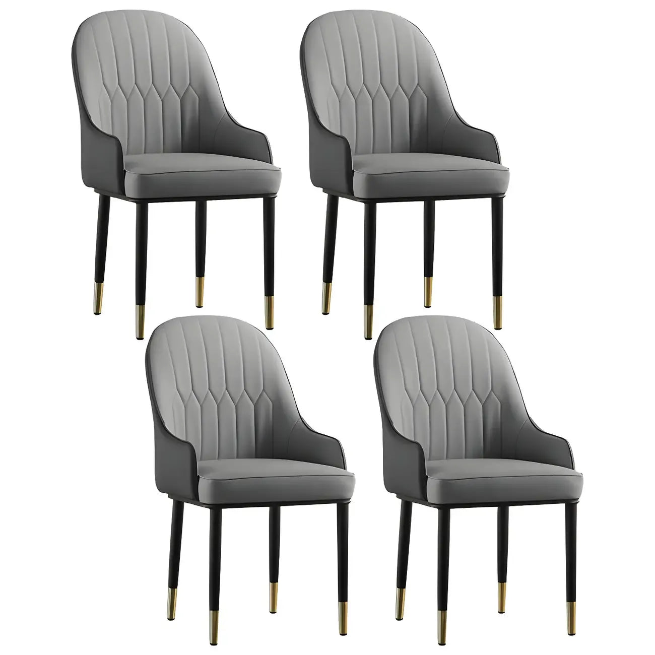Contemporary Leather Armrest Dining Chair Curved Back