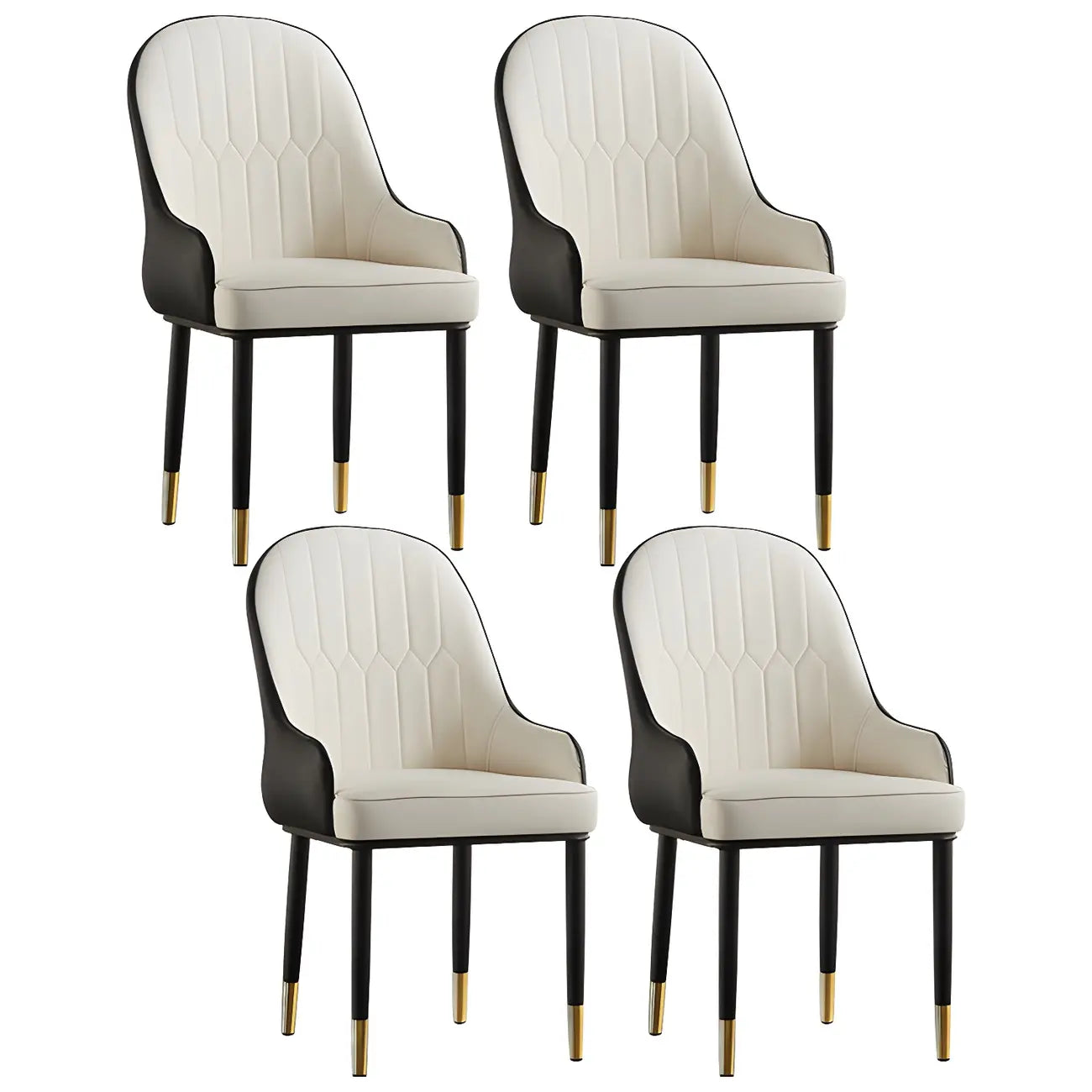 Contemporary Leather Armrest Dining Chair Curved Back
