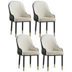 Contemporary Leather Armrest Dining Chair Curved Back