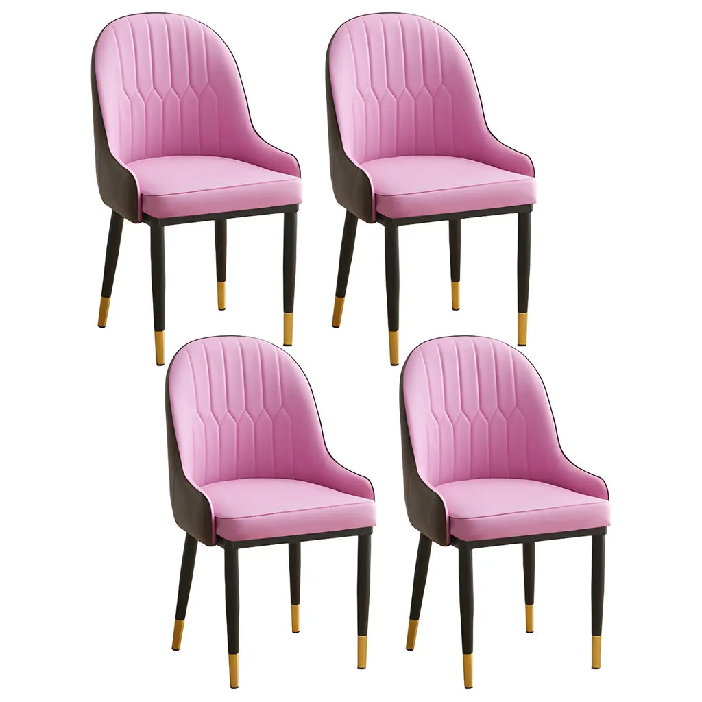 Contemporary Leather Armrest Dining Chair Curved Back
