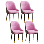 Contemporary Leather Armrest Dining Chair Curved Back