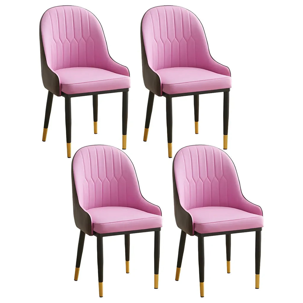 Contemporary Leather Armrest Dining Chair Curved Back