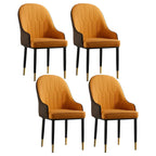 Contemporary Leather Armrest Dining Chair Curved Back