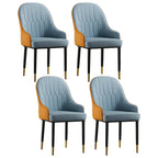 Contemporary Leather Armrest Dining Chair Curved Back