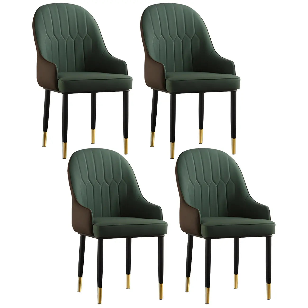 Contemporary Leather Armrest Dining Chair Curved Back