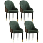 Contemporary Leather Armrest Dining Chair Curved Back