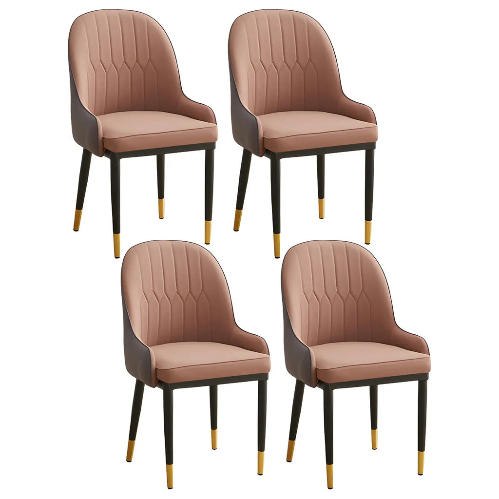 Contemporary Leather Armrest Dining Chair Curved Back