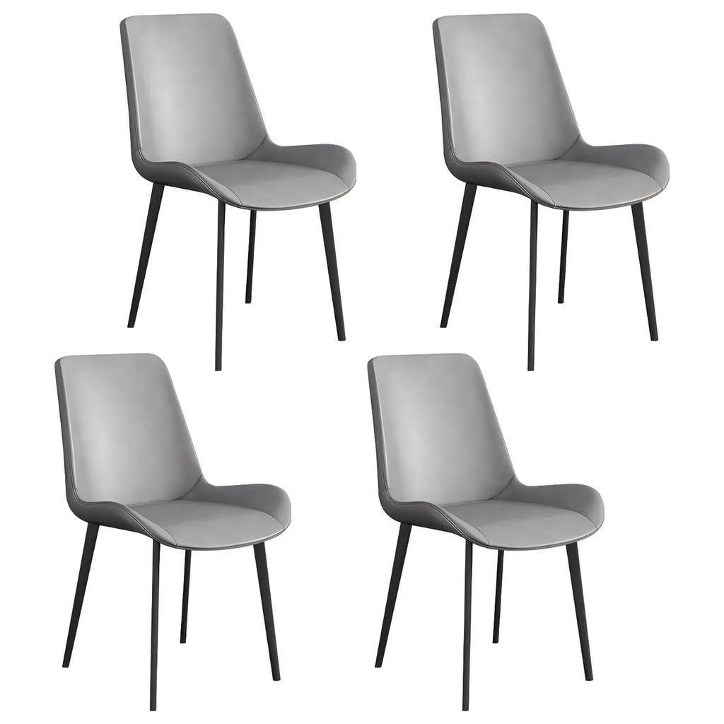 Sloped Armless Leather Upholstered Parsons Dining Chair