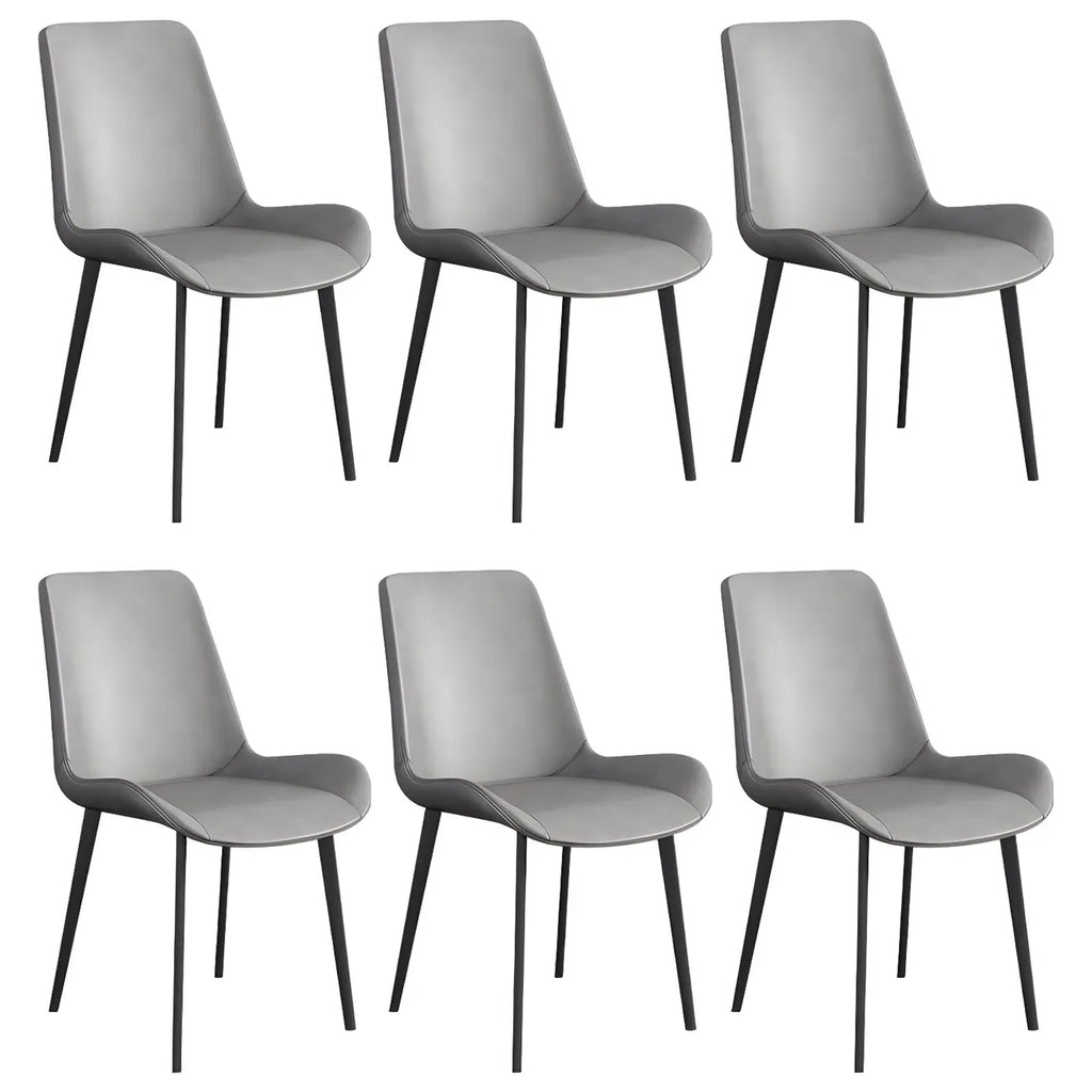 Sloped Armless Leather Upholstered Parsons Dining Chair