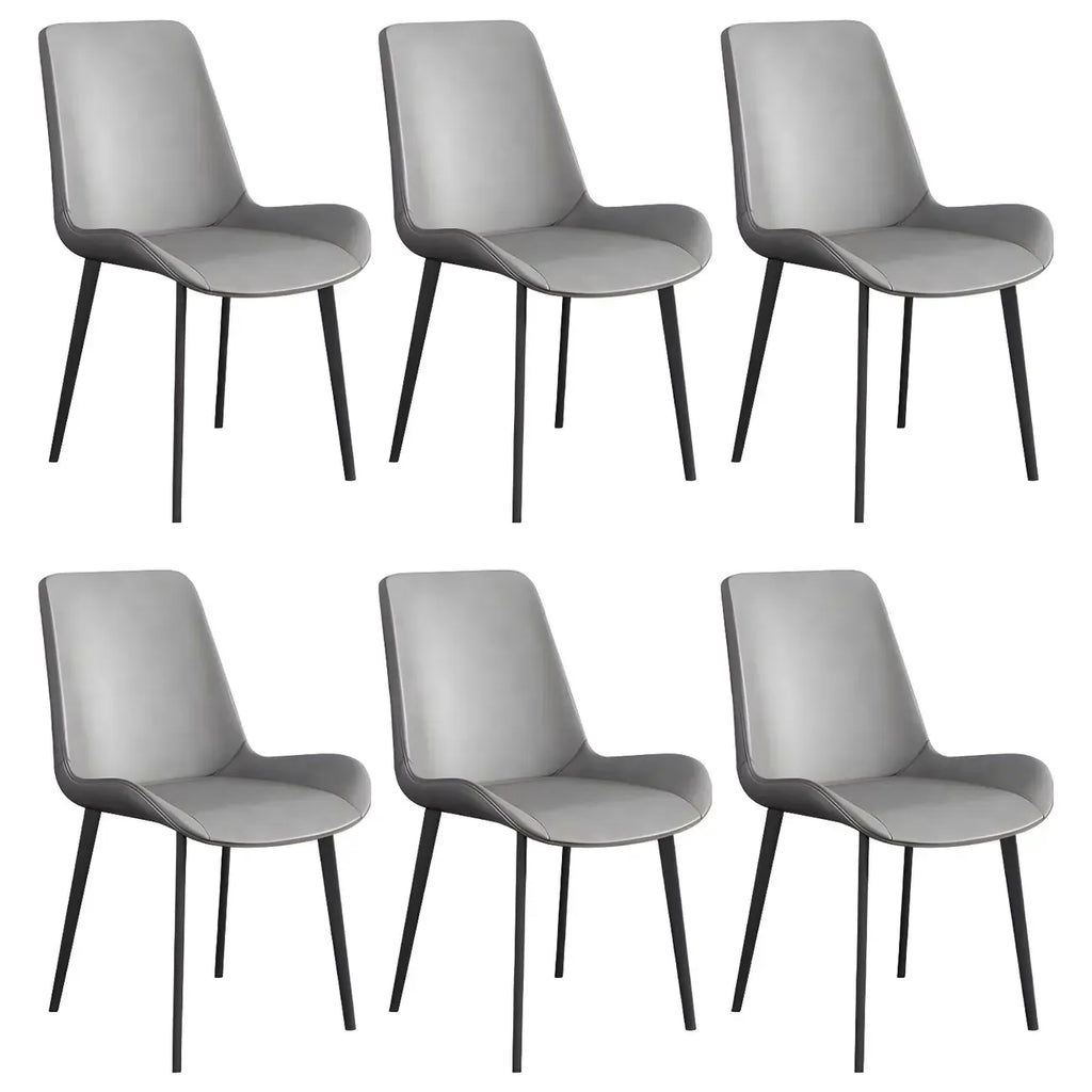 Sloped Armless Leather Upholstered Parsons Dining Chair
