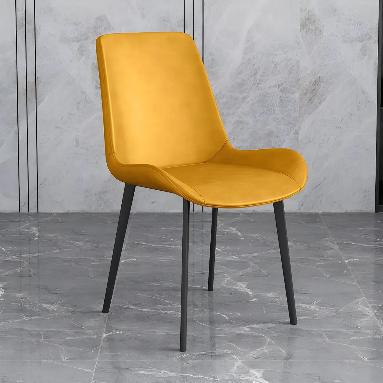 Sloped Armless Leather Upholstered Parsons Dining Chair