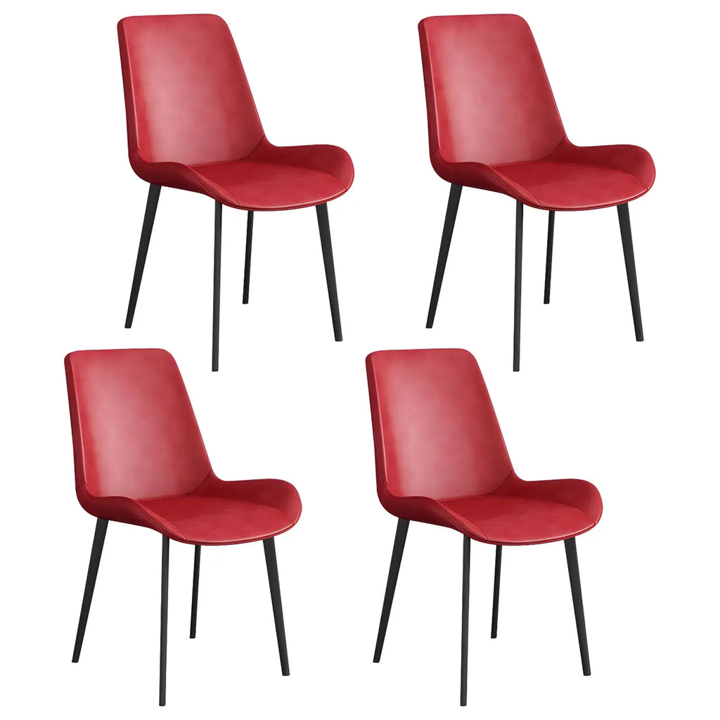 Sloped Armless Leather Upholstered Parsons Dining Chair