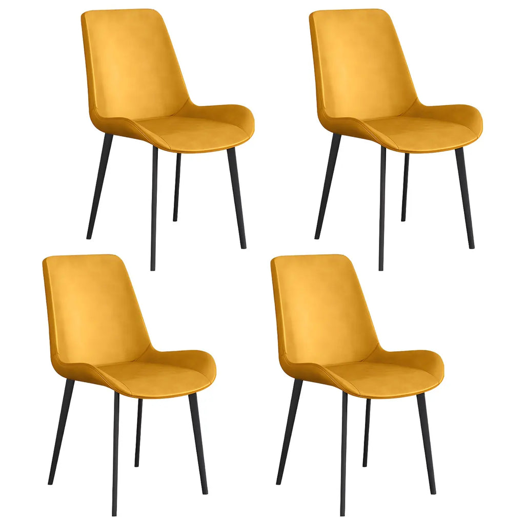 Sloped Armless Leather Upholstered Parsons Dining Chair