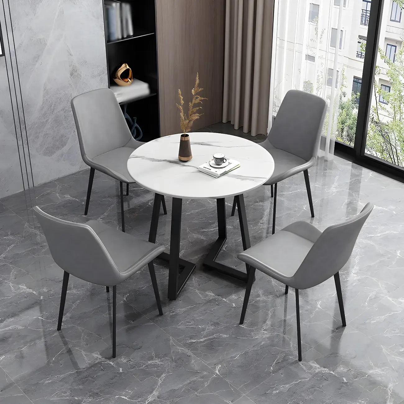 Sloped Armless Leather Upholstered Parsons Dining Chair