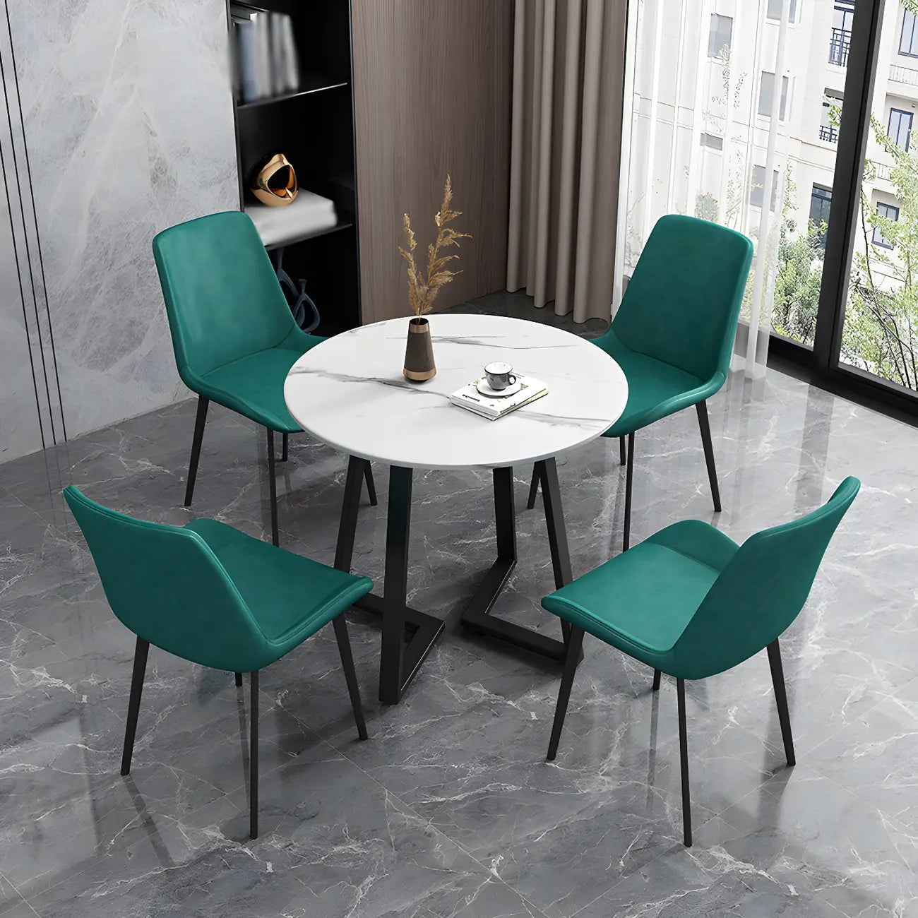 Sloped Armless Leather Upholstered Parsons Dining Chair
