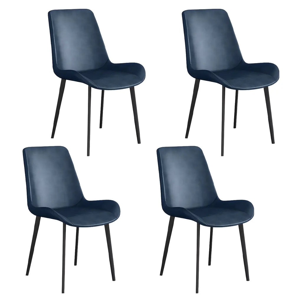 Sloped Armless Leather Upholstered Parsons Dining Chair