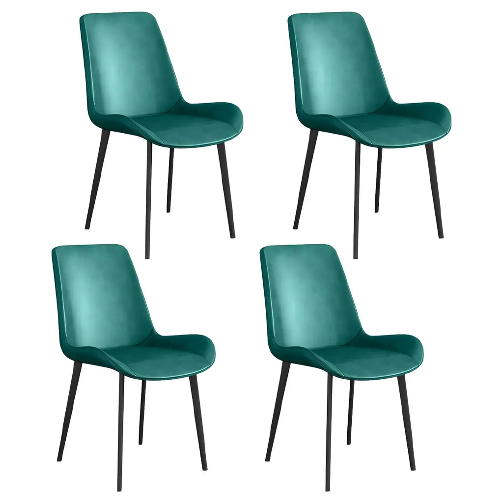 Sloped Armless Leather Upholstered Parsons Dining Chair