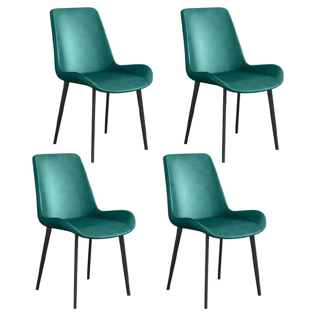 Sloped Armless Leather Upholstered Parsons Dining Chair