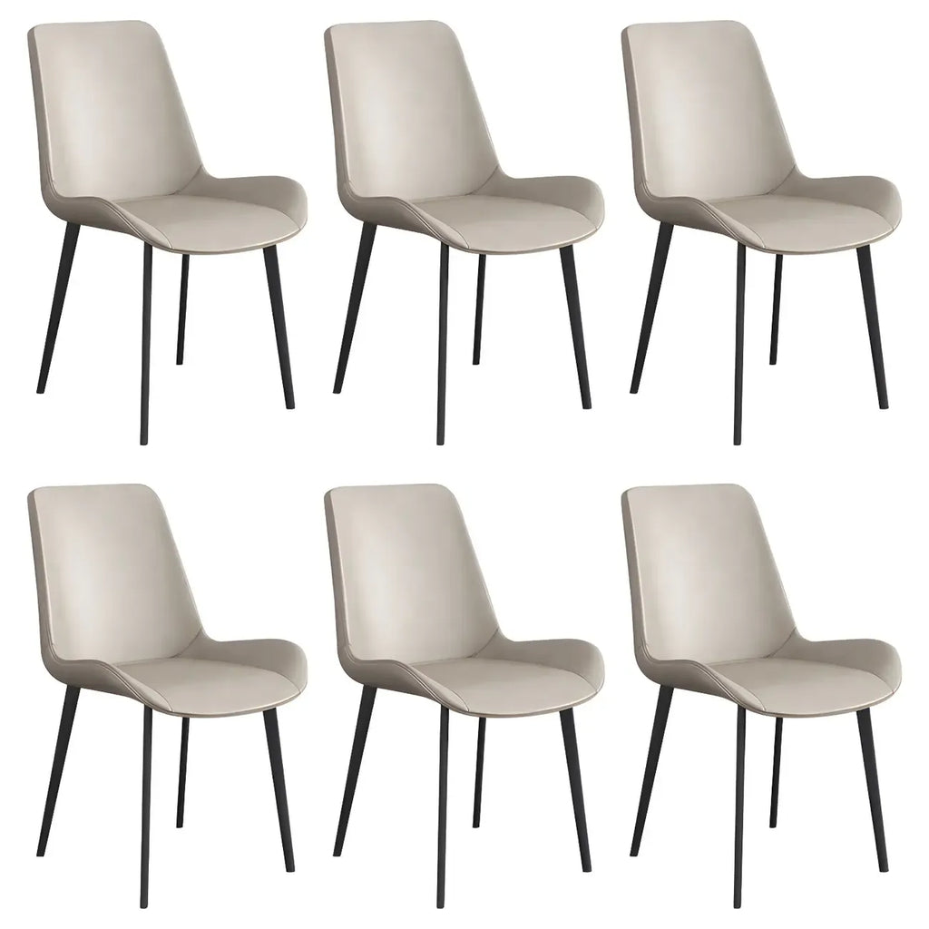 Sloped Armless Leather Upholstered Parsons Dining Chair