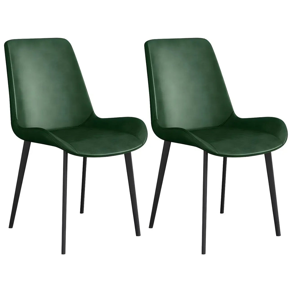 Sloped Armless Leather Upholstered Parsons Dining Chair
