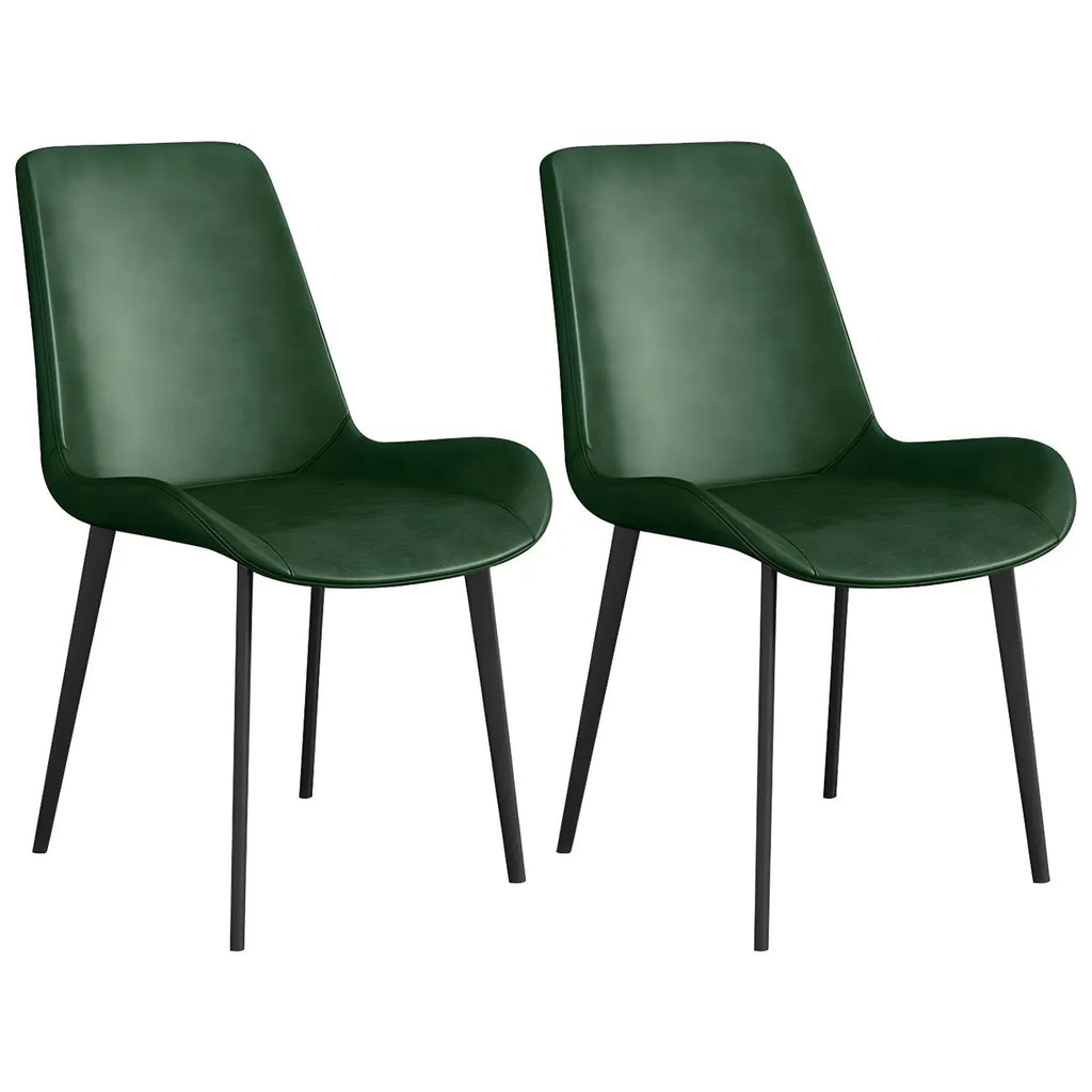 Sloped Armless Leather Upholstered Parsons Dining Chair