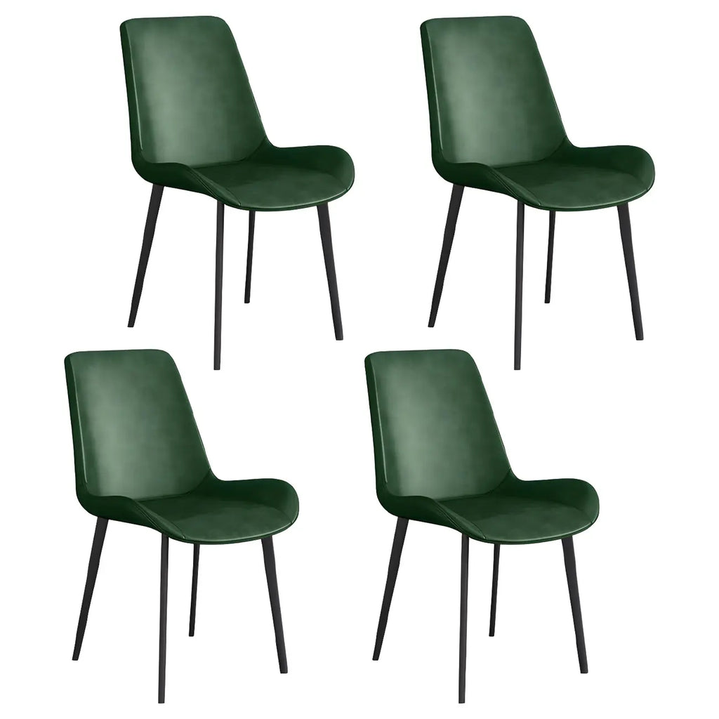 Sloped Armless Leather Upholstered Parsons Dining Chair