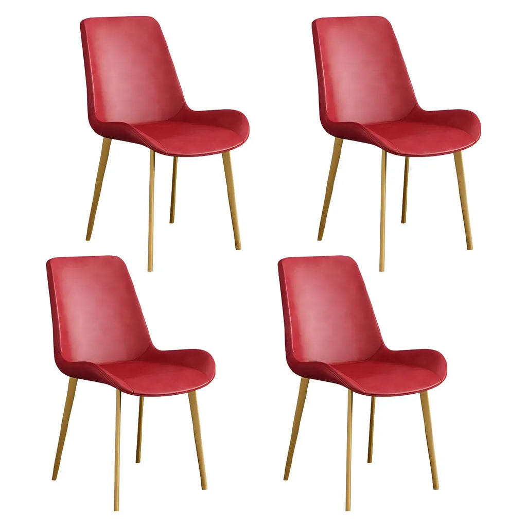 Sloped Armless Leather Upholstered Parsons Dining Chair