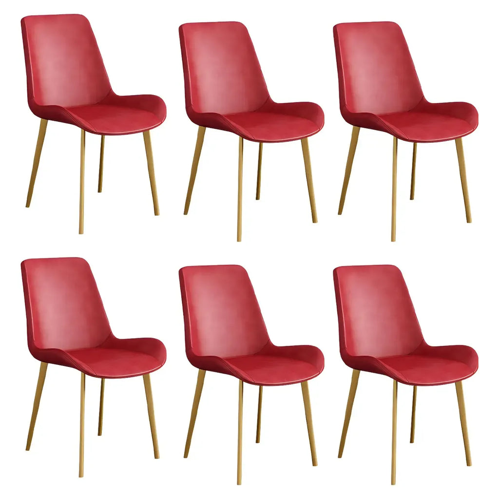 Sloped Armless Leather Upholstered Parsons Dining Chair