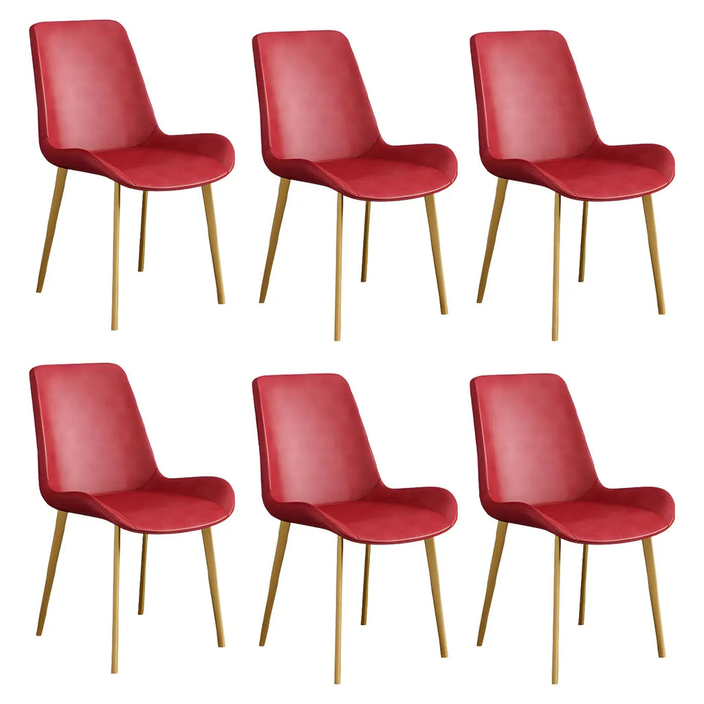 Sloped Armless Leather Upholstered Parsons Dining Chair