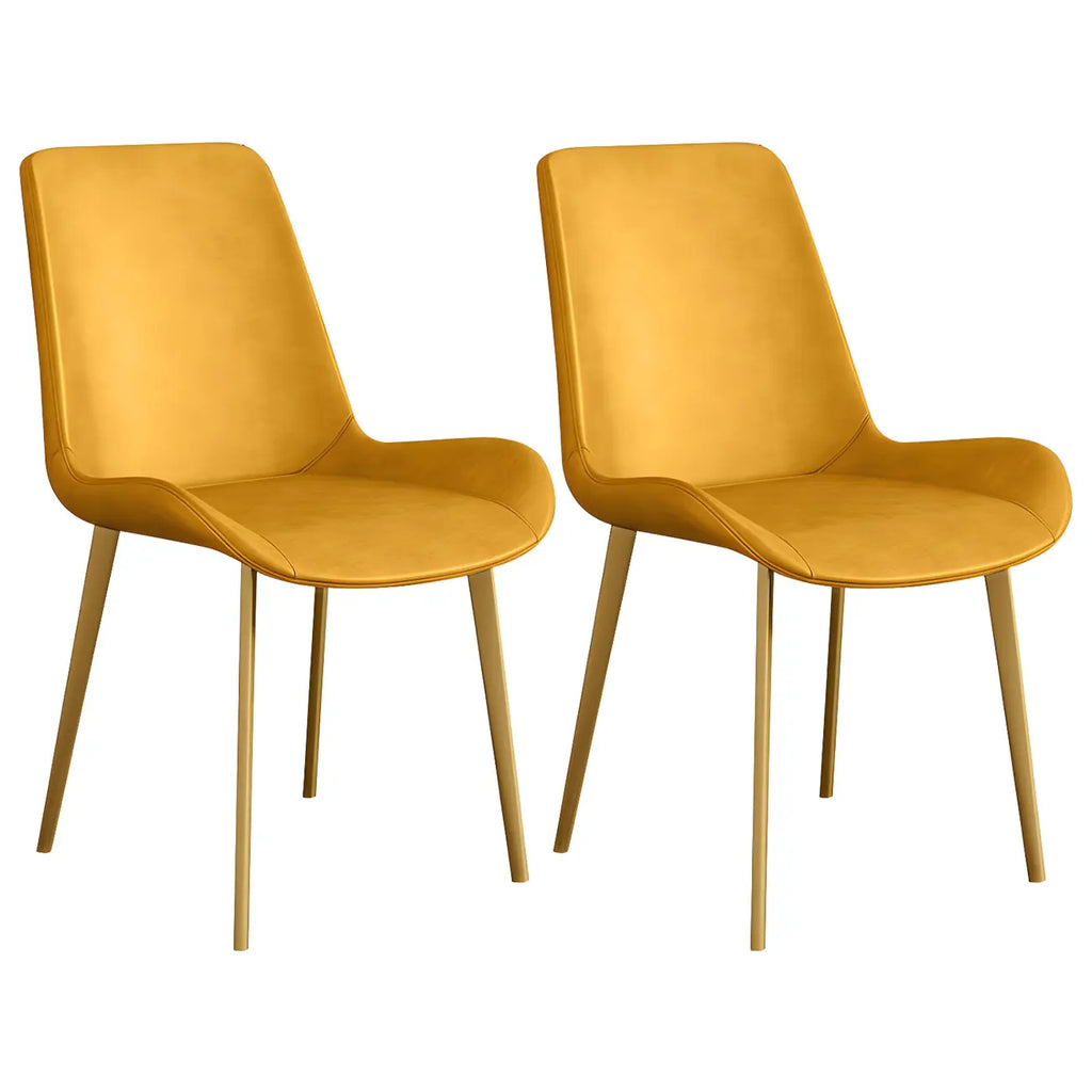 Sloped Armless Leather Upholstered Parsons Dining Chair