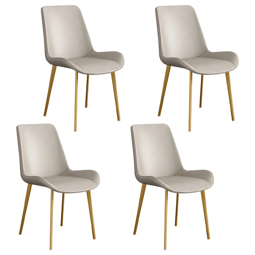 Sloped Armless Leather Upholstered Parsons Dining Chair