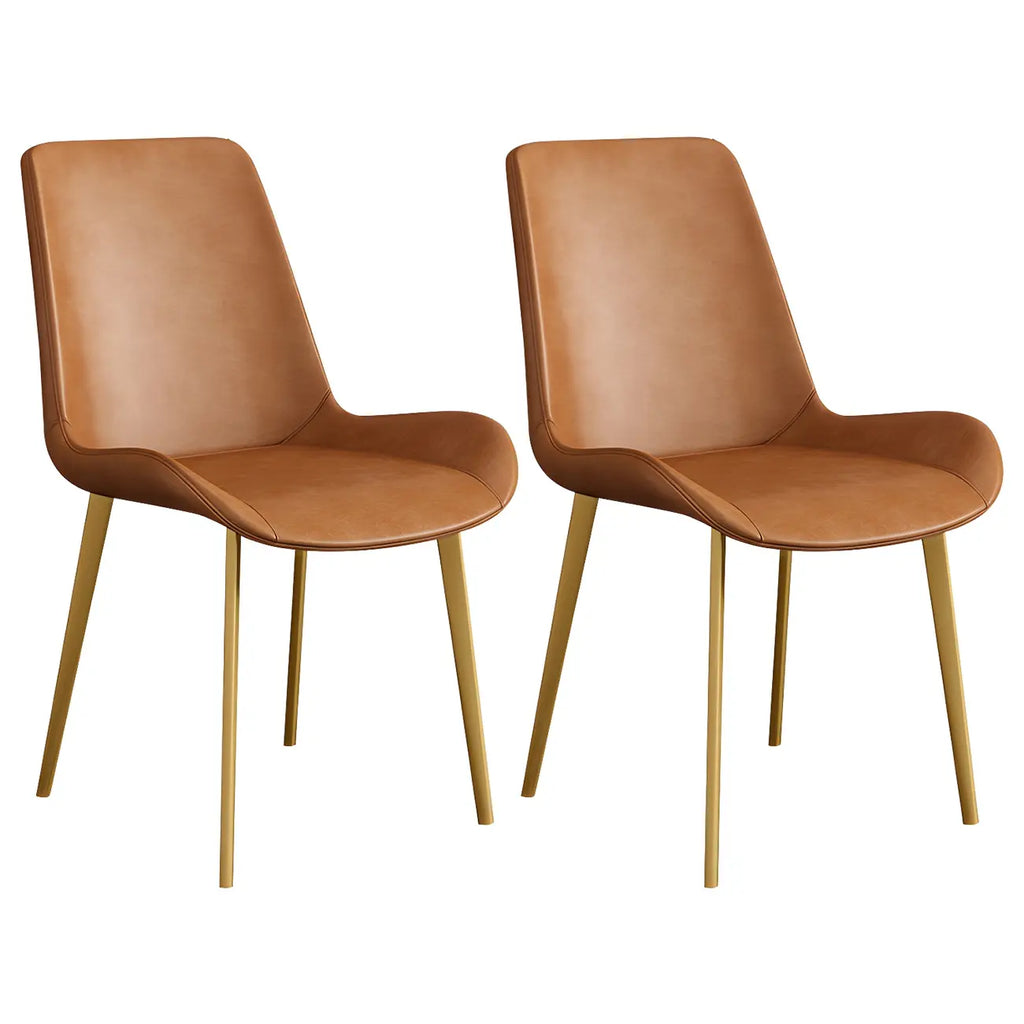 Sloped Armless Leather Upholstered Parsons Dining Chair