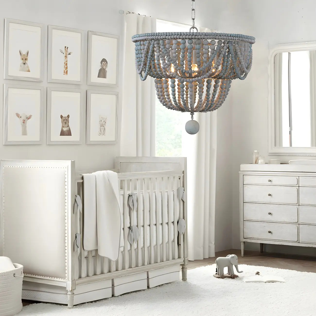 Bohemian Blue 4-Light Adjustable Hanging Chandelier