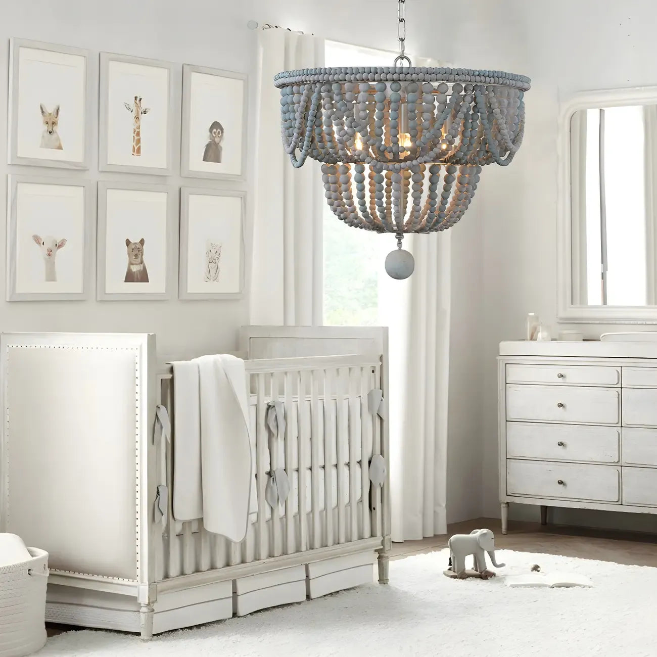 Bohemian Blue 4-Light Adjustable Hanging Chandelier
