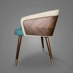 Modern Armrest Faux Leather Wood Dining Chair Low Back