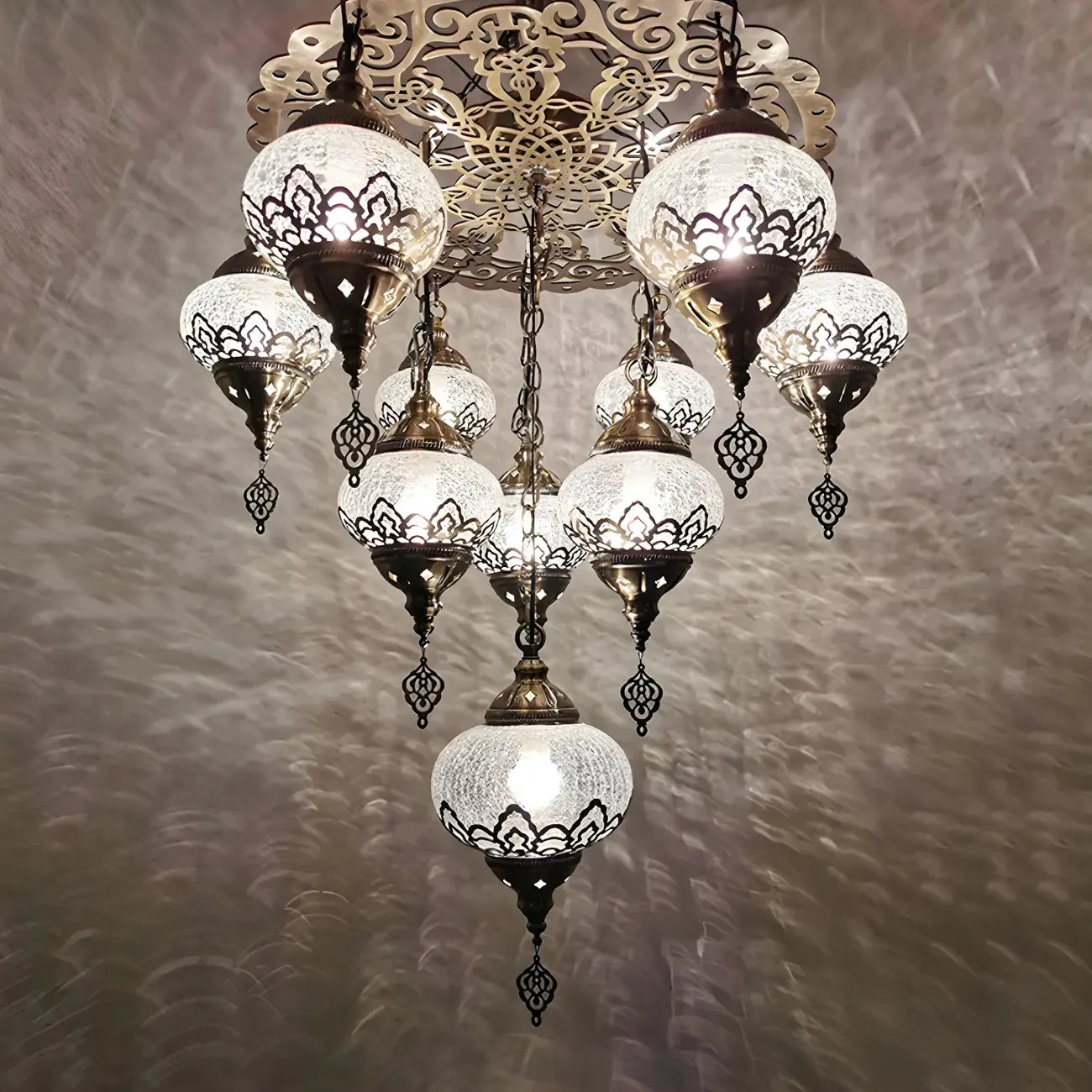Bronze Crystal Glass Chandelier Ornament Unique Design