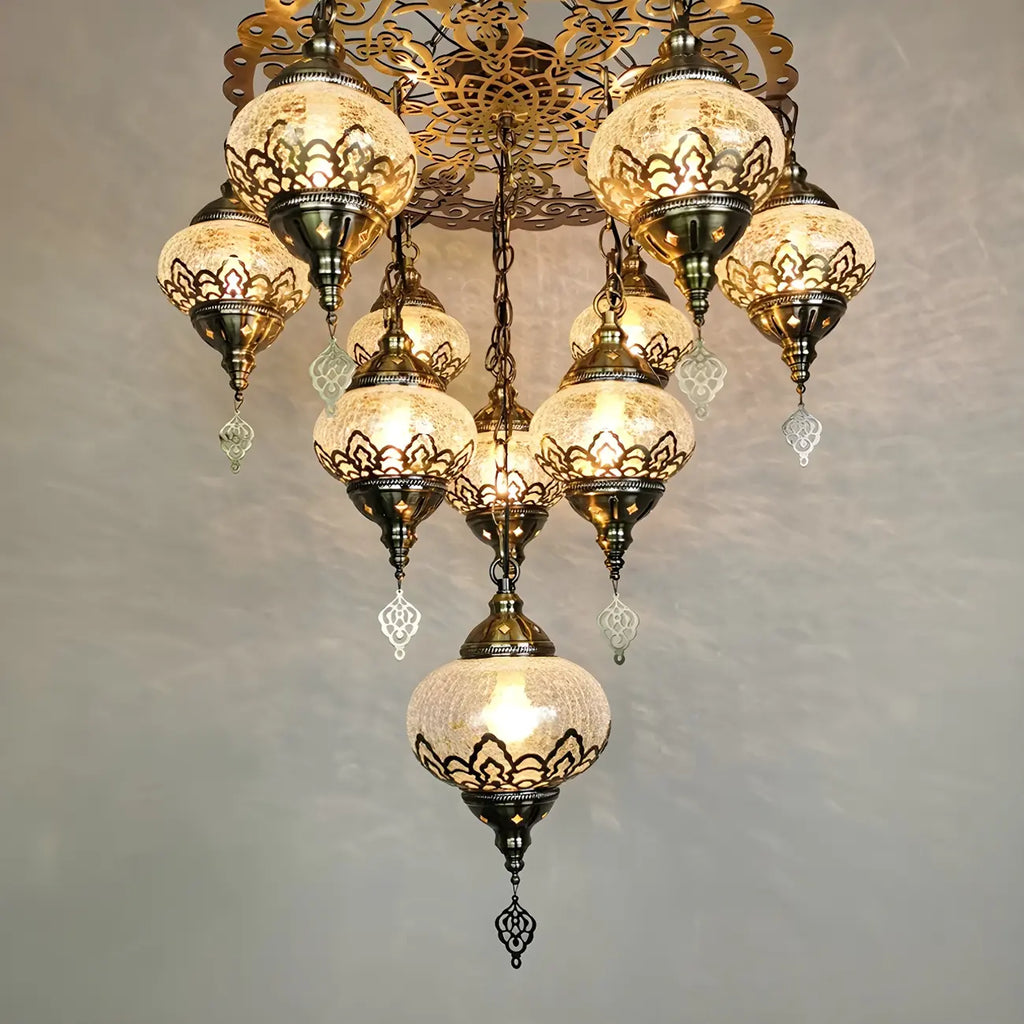 Bronze Crystal Glass Chandelier Ornament Unique Design