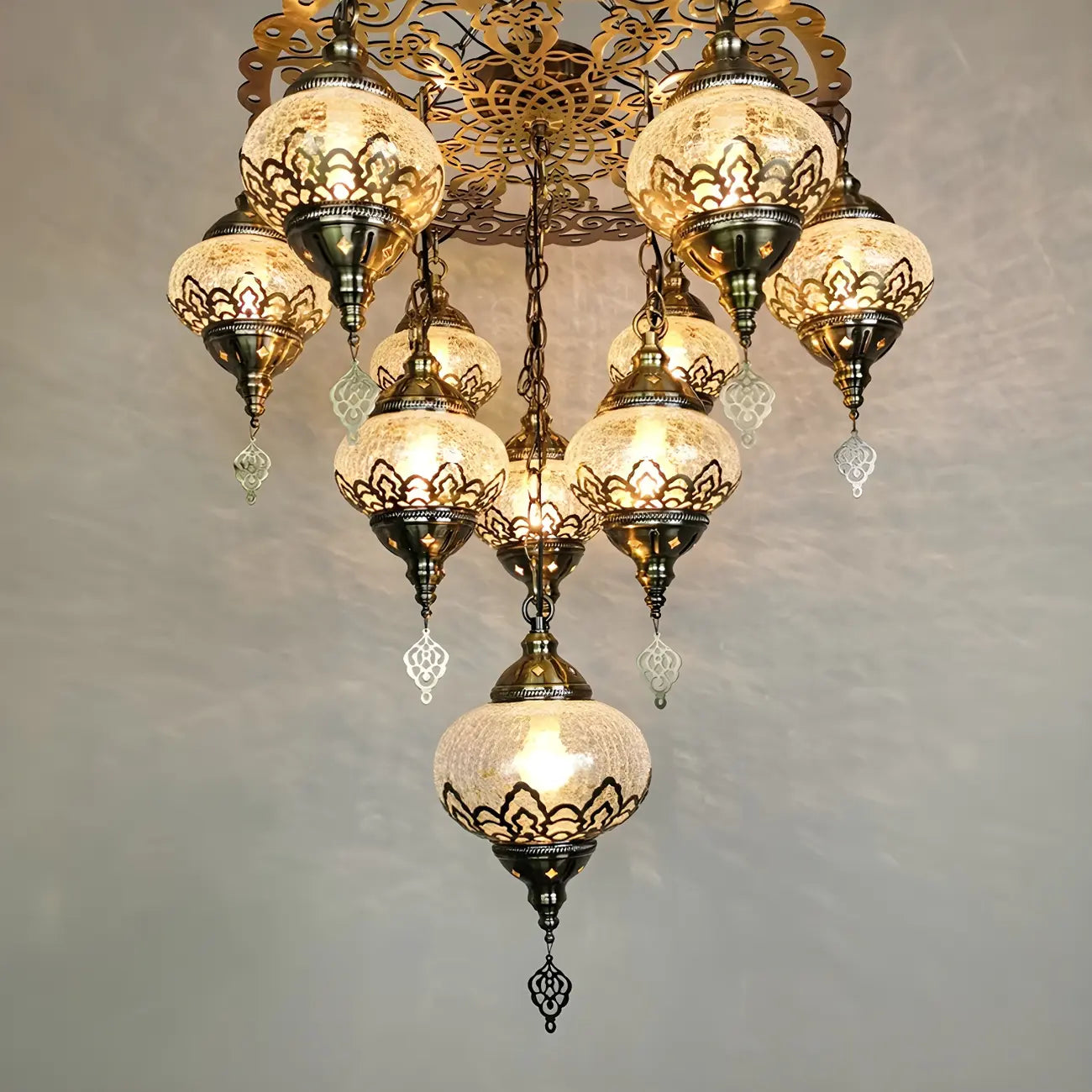 Bronze Crystal Glass Chandelier Ornament Unique Design